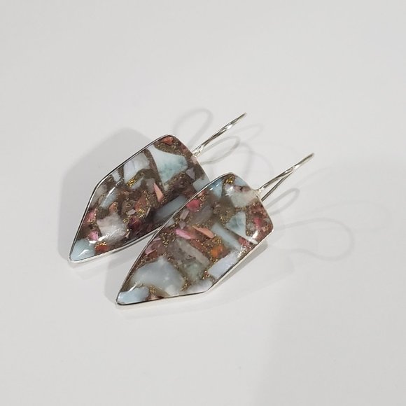 Turquoise earrings, 925 Copper Spiny Oyster Turquoise earrings - Picture 1 of 15